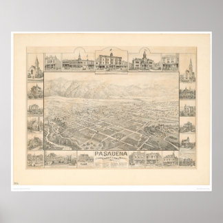 Poster Pasadena, CA. Carte panoramique (1305A)