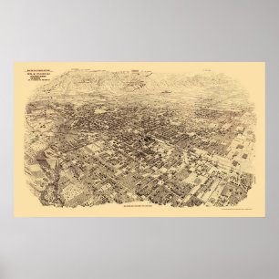 Poster Pasadena, carte panoramique de CA - 1903