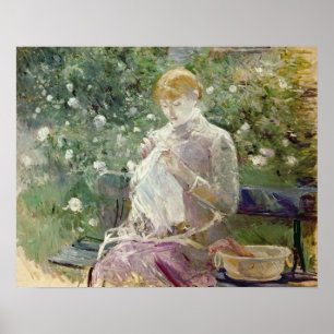 Poster Pasie cousant dans le jardin de Bougival, 1881