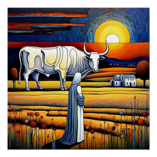 Poster Pasiphae voit le Taureau de Crète (Devant)
