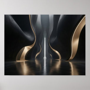 Poster Passage Architectural Luxueux Toile Noir et Or