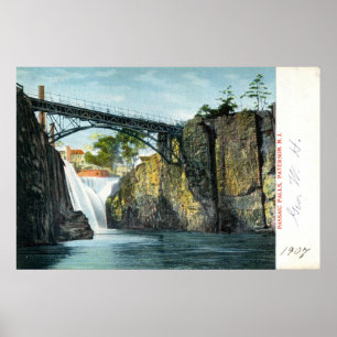 Poster Passaic Falls, Paterson NJ 1907 vintage