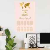 Poster Passeport de mariage Rose blush Or Plan de table (Bureau à domicile)