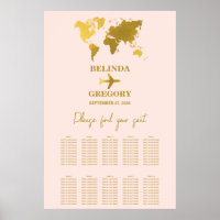Passeport de mariage Rose blush Or Plan de table