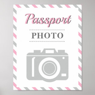 Poster Passeport Photo Booth Avion Voyage Partie Thème