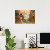 Poster Passerelle d'aquarelle vers un nouveau monde (Bureau à domicile)