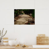 Poster Passerelle en bois Pont verdoyant (Cuisine)