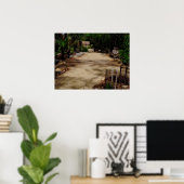 Poster Passerelle en bois Pont verdoyant (Bureau à domicile)