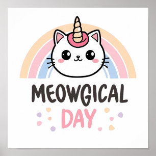 Poster Passez une journée "Meowgique" Chat Licorne