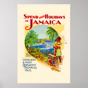 Poster Passez vos vacances en Jamaïque dans le style vint