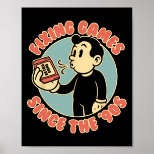 Poster Passionné de jeux vidéo rétro vintage des années 9
