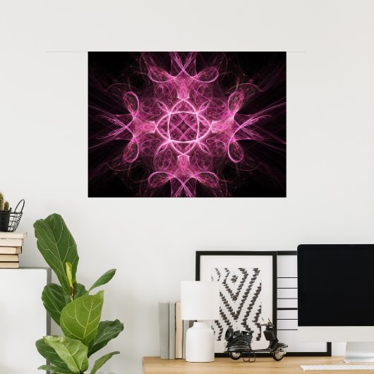 Poster passionné rose fractal (Bureau à domicile)