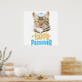 Poster Passover Happy Passover Cat Funny Seder Jewish (Cuisine)