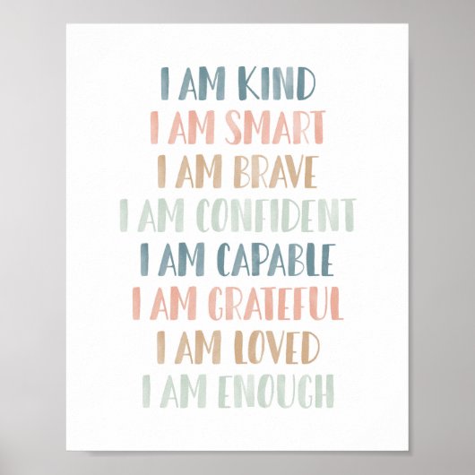 Poster Pastel Affirmations for Kids Nursery Decor (Devant)