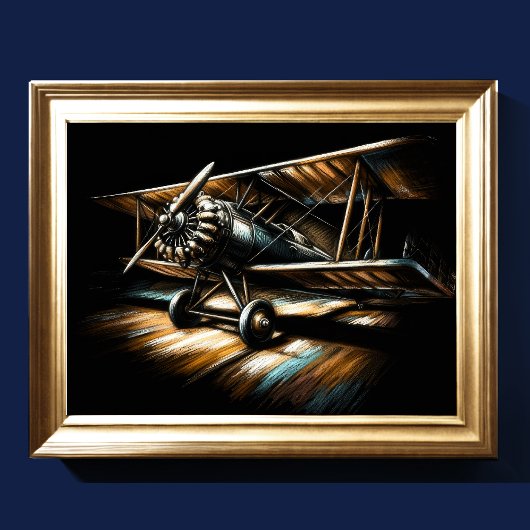 Poster Pastel Antique Biplane Avion II