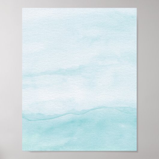 Poster Pastel Aqua Blue Ombre Aquarelle Art Abstrait (Devant)