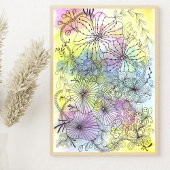 Poster Pastel Aquarelles Florales élégantes Noir Line Art