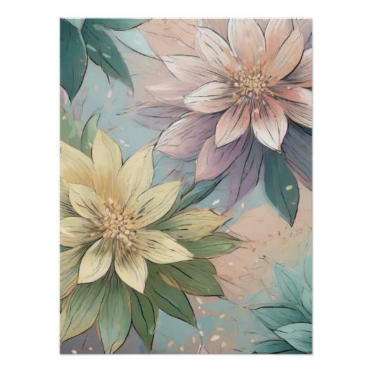 Poster Pastel Blossom éclate : Floral Explosion Motif (Devant)