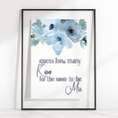 Poster Pastel Blue Rose Floral Devinez Combien De Baisers