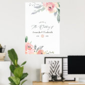 Poster Pastel Blush rose Mariage Floral Bienvenue (Bureau à domicile)