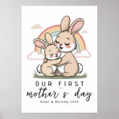 Poster Pastel Bunny Mom Baby First Mothers Day Calm Love (Devant)