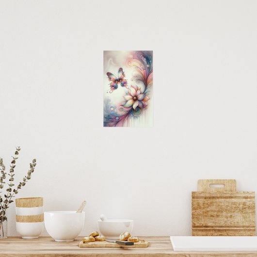 Poster Pastel Butterfly Wall Art (Cuisine)
