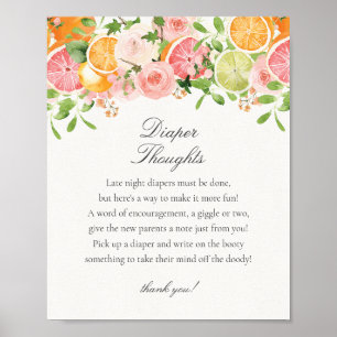 Poster Pastel Citrus Floral Petite Cutie Pensées de couch