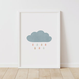Poster Pastel Cloud Girl Nursery Decor