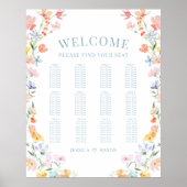 Poster Pastel Colorful Fleur sauvage Mariage Siège Graphi (Devant)