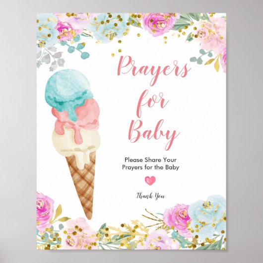 Poster Pastel Crème glacée Prières pour Baby Sign (Devant)