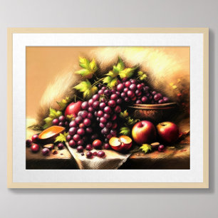 Poster Pastel Croquis Fruit Still Life