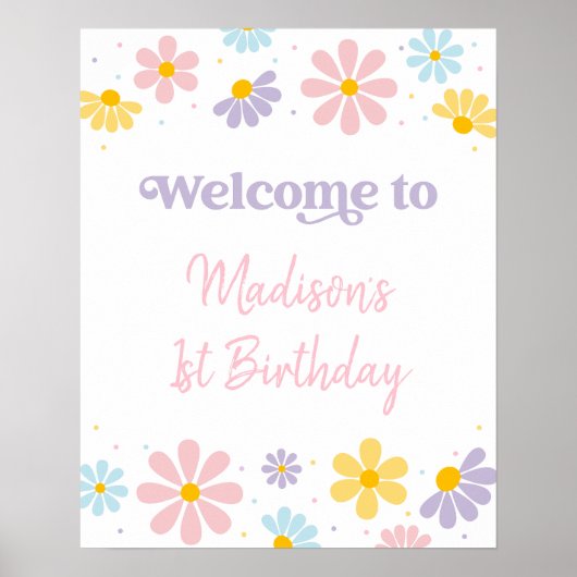 Poster Pastel Daisy Flower Welcome Anniversaire (Devant)