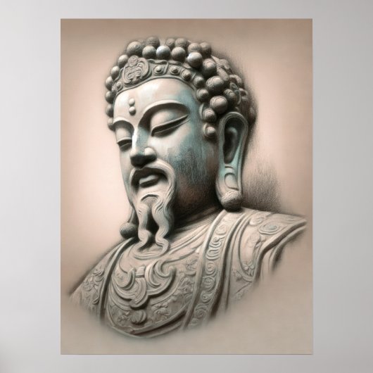 Poster Pastel Dessin Ancien Chinois Pierre Sculpture (Devant)