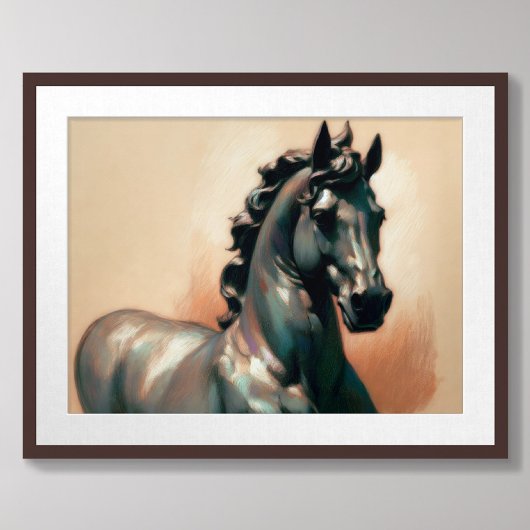 Poster Pastel Dessin Bronze Cheval Statue