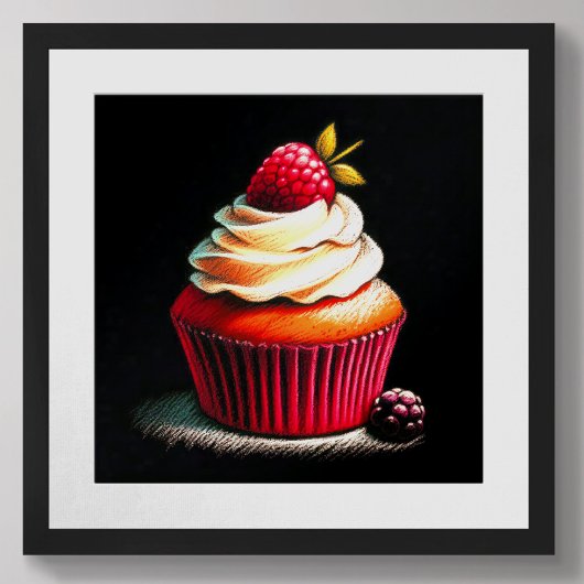 Poster Pastel Dessin Framboise Cupcake