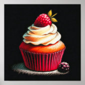 Poster Pastel Dessin Framboise Cupcake (Devant)