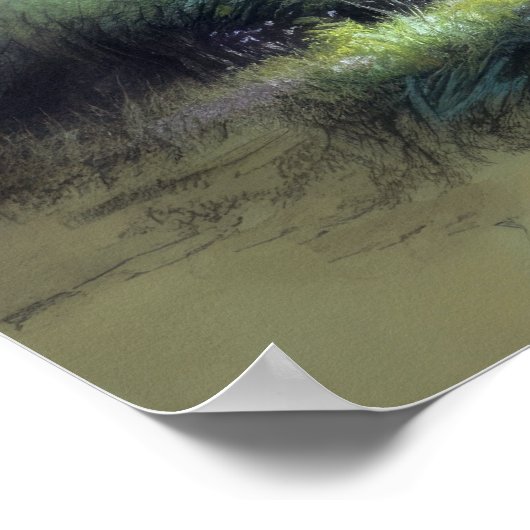 Poster Pastel Dessin Lonely Weeping Willow Tree (Coin)