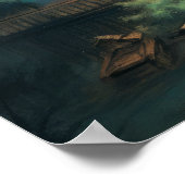 Poster Pastel Dessin Pagode asiatique et Pont (Coin)