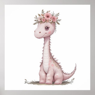 Poster Pastel Dino Baby Room Art - Aquarelle Dinosaur