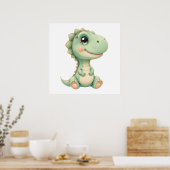 Poster Pastel Dino Baby Room Art - Aquarelle Dinosaur (Cuisine)