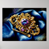 Poster Pastel Drawing Gold et Gemstone Brooch (Devant)
