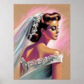 Poster Pastel Drawing Mariée des années 1950 (Devant)