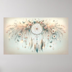 Poster Pastel Floral Butterfly Dreamcatcher