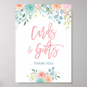 Poster Pastel Floral Cartes & Cadeaux Douche Panneau 5x7