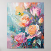 Poster Pastel Floral Moderne Impressionniste Peinture (Devant)