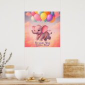 Poster Pastel Flying Baby Elephant, Nursery Custom (Cuisine)