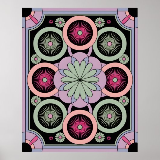 Poster Pastel Geometric Mandala Bloom (Devant)