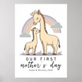 Poster Pastel Giraffe Mom Baby First Mother’s Day Nursery (Devant)