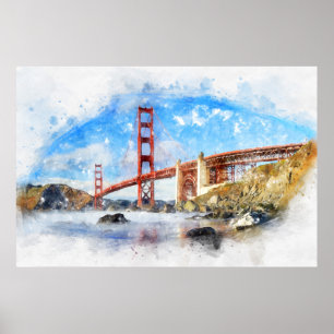 Poster Pastel Golden Gate Bridge à San Francisco