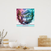 Poster Pastel Horse Cascade Imaginaire Paysage (Cuisine)